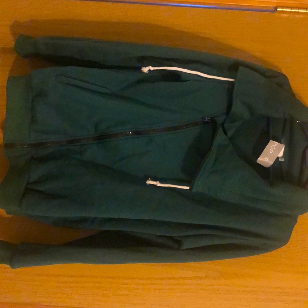 Green zip up jacket